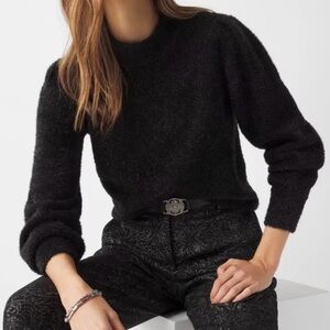 White House Black Market Black Crew Neck metallic Sweater